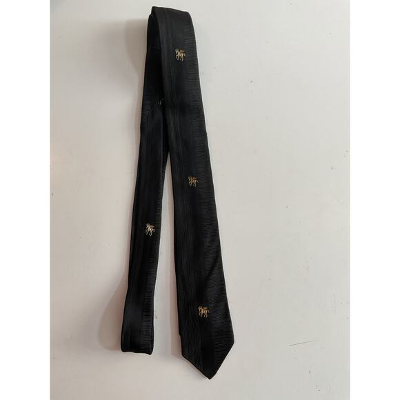 Vintage Black Gold Stripe Pegasus Slim Tie Steele Classic Neckwear - Picture 1 of 4
